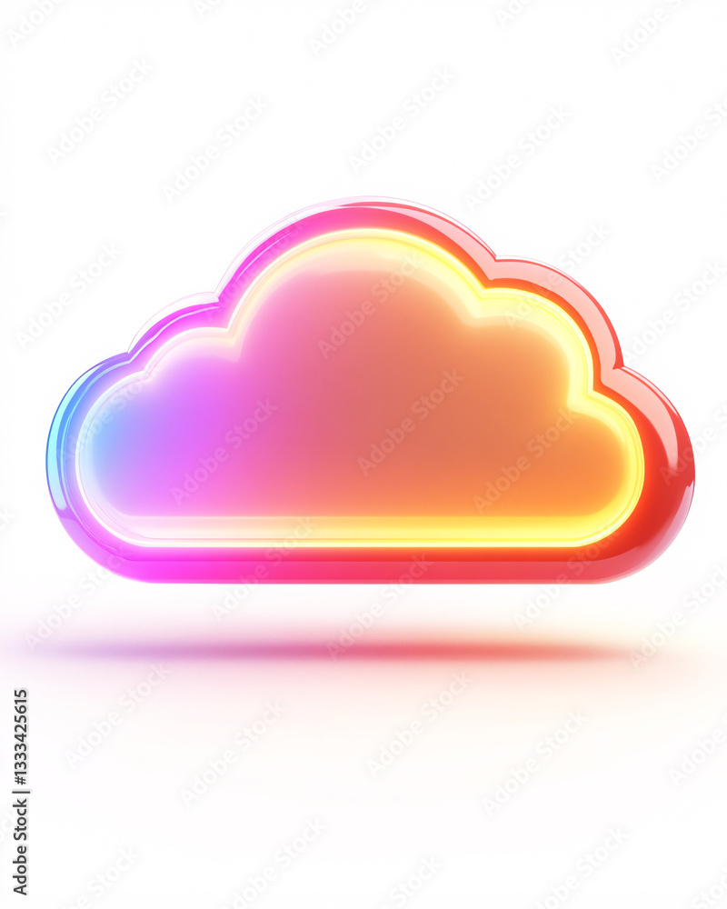 Colorful Cloud Computing 3D Render on White Background Colorful Cloud Computing 3D Render on White Background