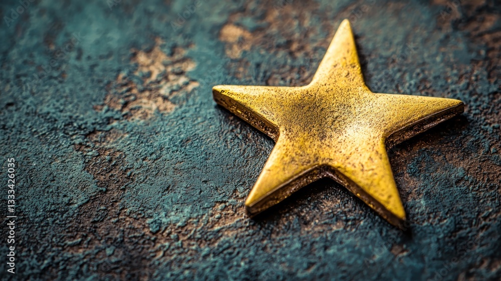 Golden Star on Rustic Background: A Symbol of Excellence Golden Star on Rustic Background: A Symbol of Excellence