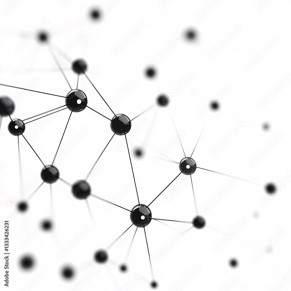Network Connection Black Balls White Background Stock Image Network Connection Black Balls White Background Stock Image