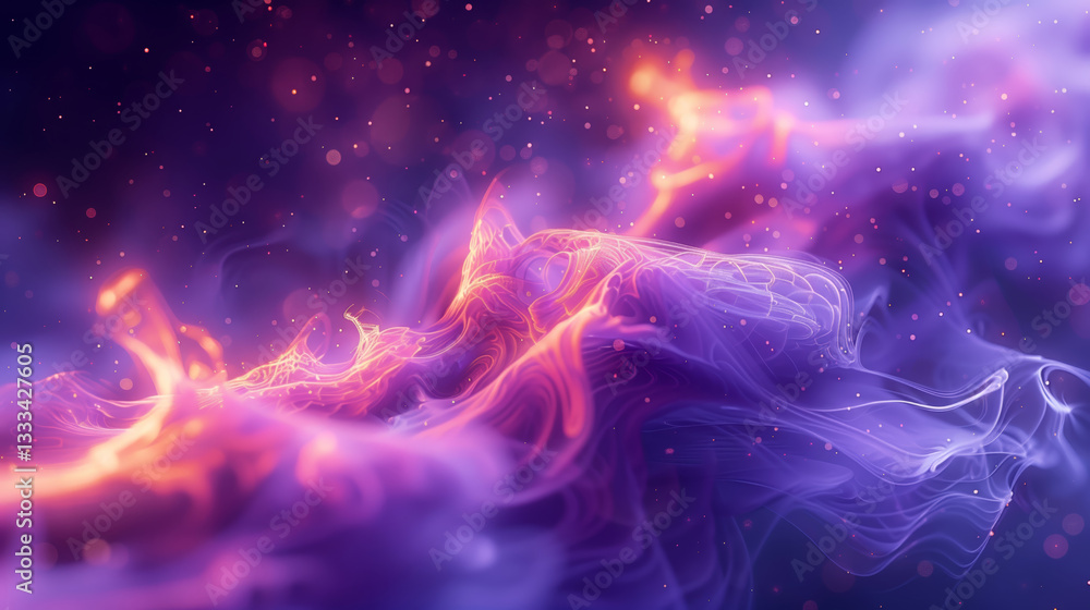 Dreamy Ink Nebula on Dark Background - Made with Generative AI Dreamy Ink Nebula on Dark Background - Made with Generative AI