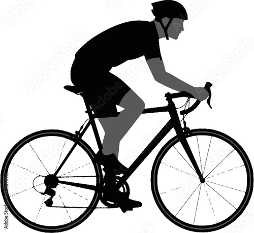 high quality race bicyclist silhouette - vector
