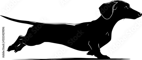 dachshund jumping, sketch silhouette - vector
