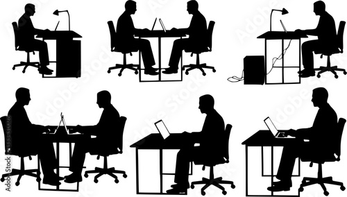 business man working on his computer - vector
