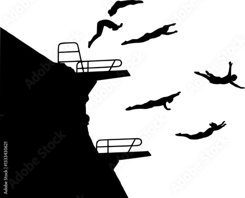 diving silhouettes - vector
