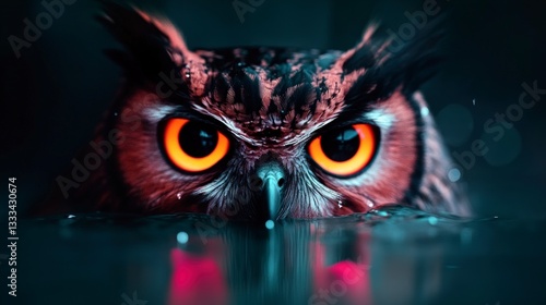 Majestic Owl Close up  Surreal Digital Art  Dark Fantasy  Mystical Bird