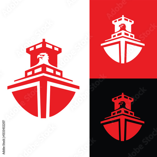 eagle in fortress tower logo