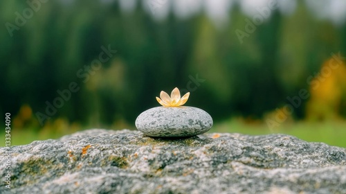 Serene Stone  Flower  Nature  Minimalist Photography