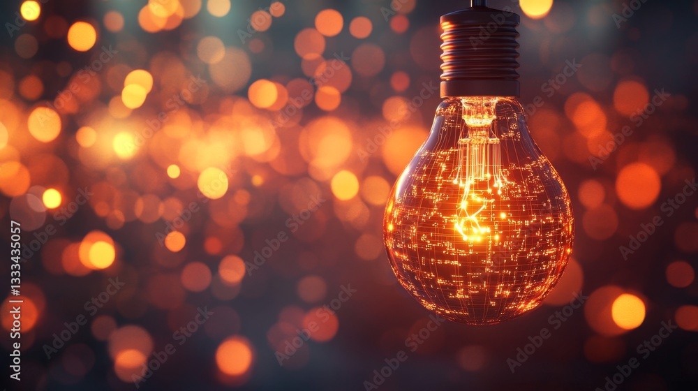 Glowing Digital Idea with High-Tech Circuits in 3D Render Glowing Digital Idea with High-Tech Circuits in 3D Render