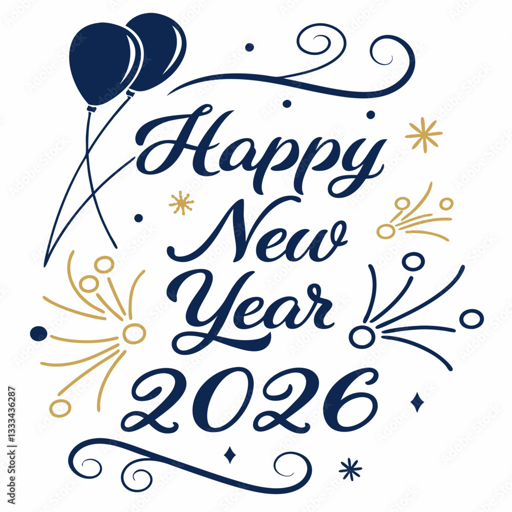 Obraz premium Decorative Festive Happy New Year 2026 Artwor