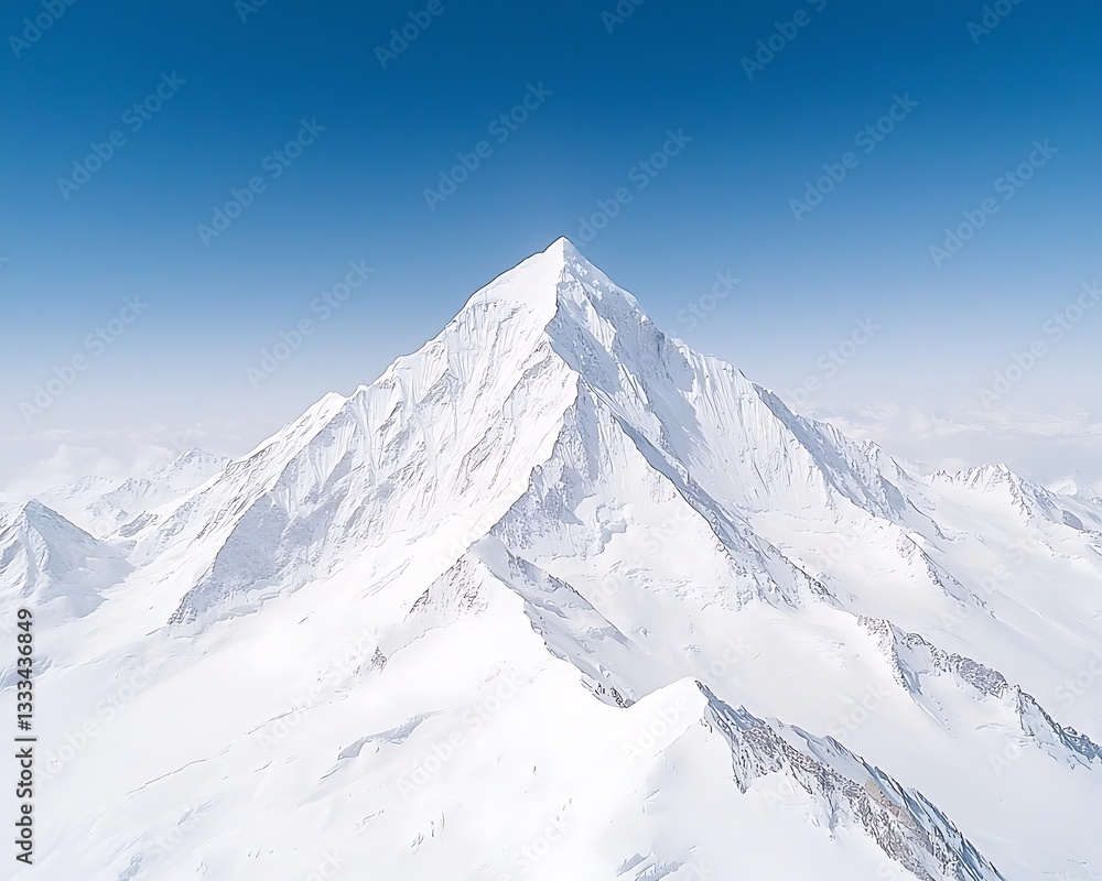 Snow Peak Aerial View for Mountain Range. Snow Peak Aerial View for Mountain Range.