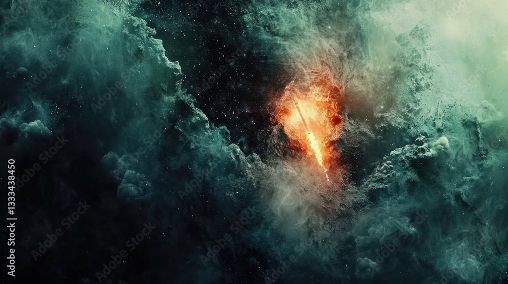 Cosmic Inferno: A Fiery Descent Through Nebula Clouds Cosmic Inferno: A Fiery Descent Through Nebula Clouds