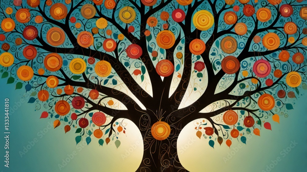 Obraz premium A symbolic tree modren vector art illustration