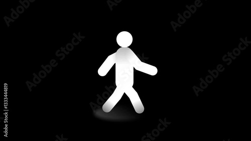 3D illustration of a running pedestrian crossing sign on a black background