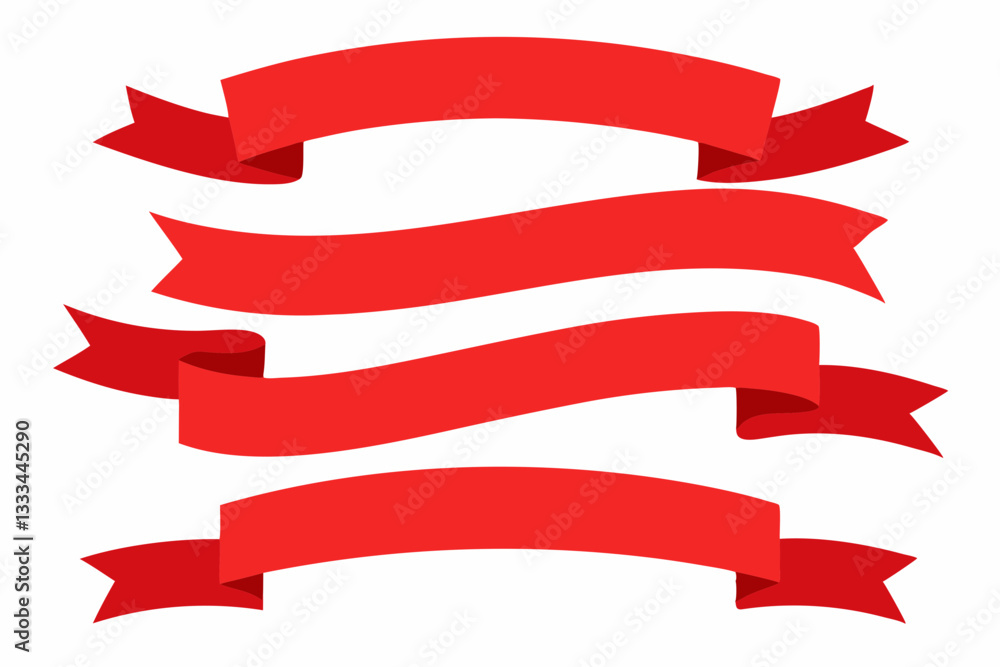 A set of red ribbon banners in vector style illustration. set of red ribbons A set of red ribbon banners in vector style illustration. set of red ribbons