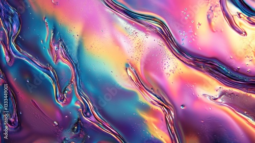 Abstract liquid metal with shifting rainbow hues, resembling a holographic water illusion.