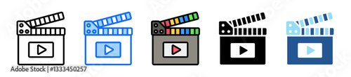 Movie Clapperboard Icon Set Multiple Style Collection