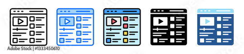 Video Playlist Icon Set Multiple Style Collection