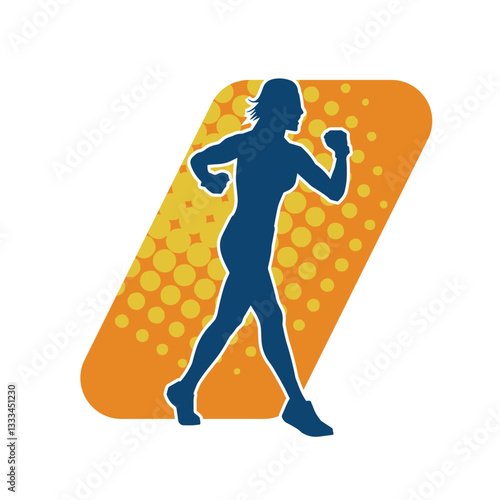 Silhouette of sporty female doing aerobics physical exercise 