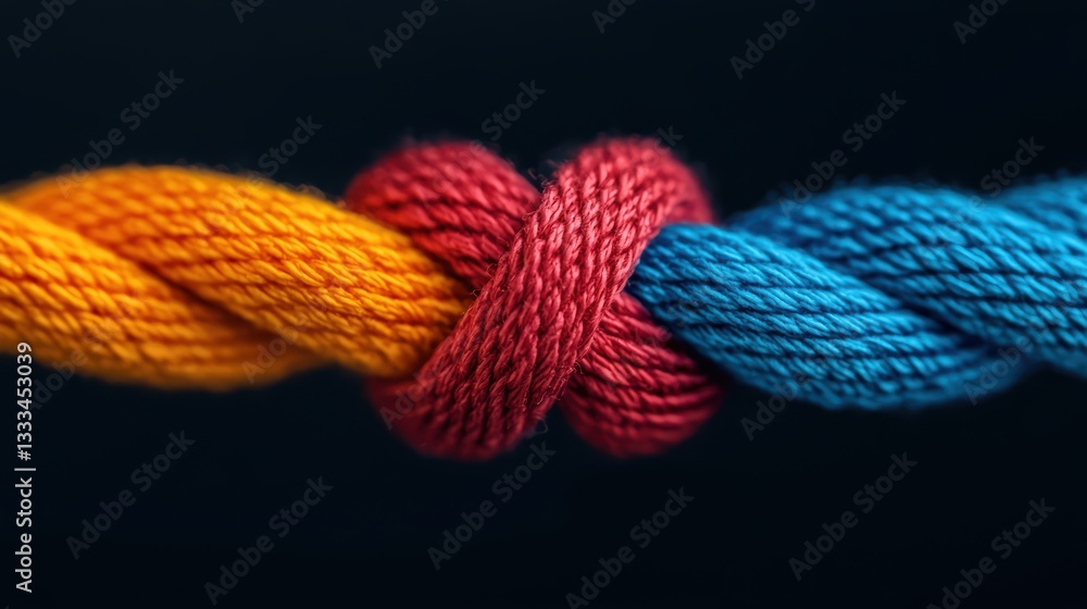 Colorful ropes intertwined in a dynamic knot Colorful ropes intertwined in a dynamic knot