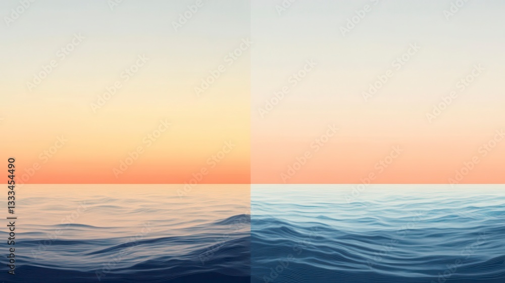 Serene Sunset Seascape A Dual Tone Ocean View Serene Sunset Seascape A Dual Tone Ocean View