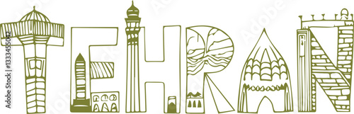 Tehran Cityscape Typography.