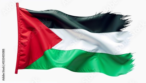 Free Download Palestine flag with colors and dynamic waves symbolizing the unity and strength of the Palestinian people on white background - GFXLoad
