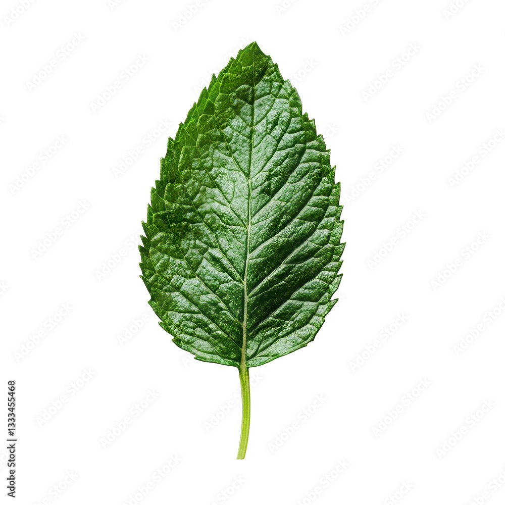 Fresh mint leaf on a Transparent background showcasing its vibrant color and unique texture, Mint leaf White background Fresh mint leaf on a Transparent background showcasing its vibrant color and unique texture, Mint leaf White background