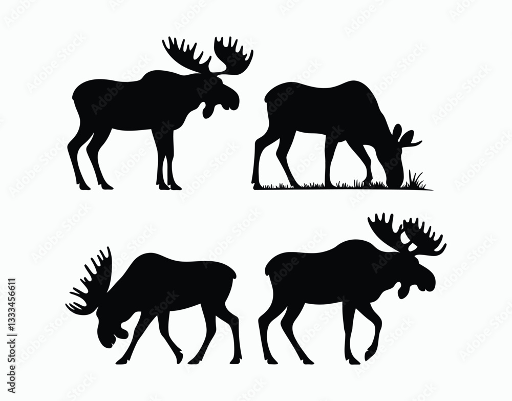 Fototapeta premium Wild Animal Moose Silhouette Template