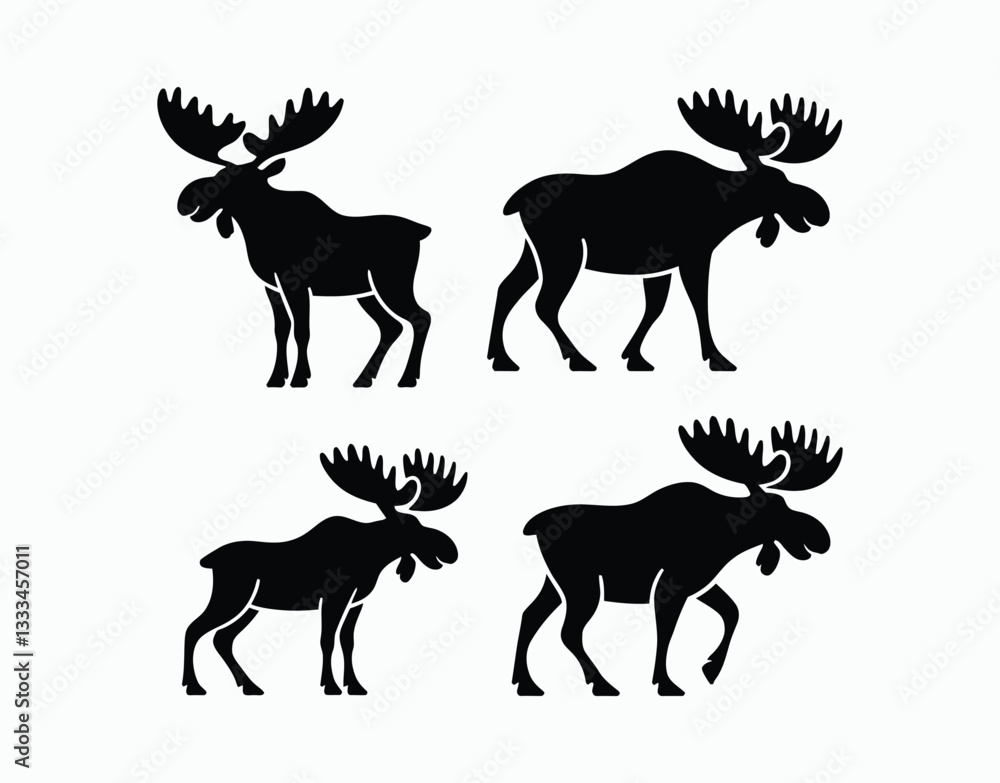 Fototapeta premium Wild Moose Silhouette EPS Vector Template