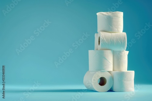 Wallpaper Mural Detailed Visual  of Toilet Paper Rolls Stacked Against Blue Background Torontodigital.ca