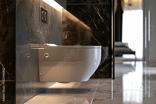 Wall Mounted or Suspended Toilet or Wc in Home Bathroom with Push Button Flush