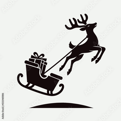 Deer a playful lift vector graphic simple monochrome minimalist silhouette doodle of a majestic stag leaping playfully