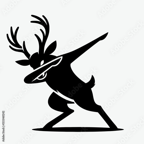 Deer dabbing vector graphic simple minimalist silhouette a joyful woodland creature dances