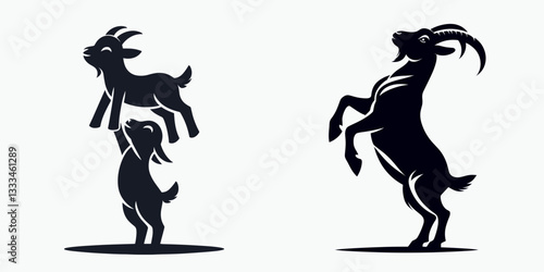 Goat a playful lift vector silhouette a whimsical mountain climbing doodle