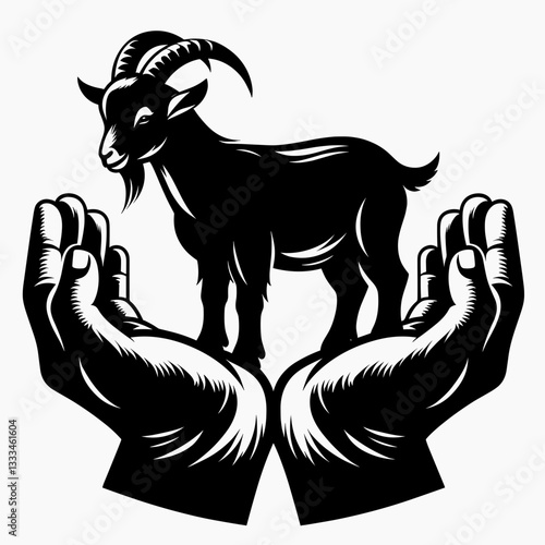 Goat holding hands vector illustration a heartwarming pastoral scene of friendship