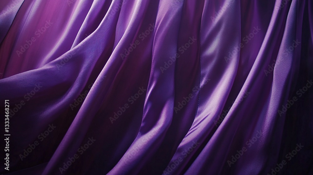 Fototapeta premium Luxurious Purple Satin Drapery Flowing Elegantly in Close-Up View