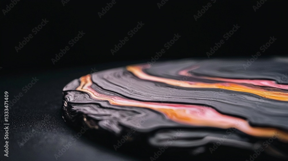 Obraz premium Abstract Oil Paint Texture Close up Hyperrealistic Cinematic Lighting Swirls Black P
