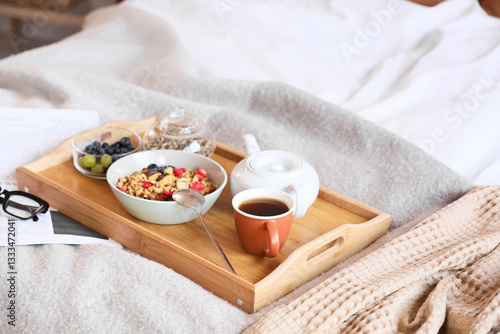 Breakfast in bed with cerea...