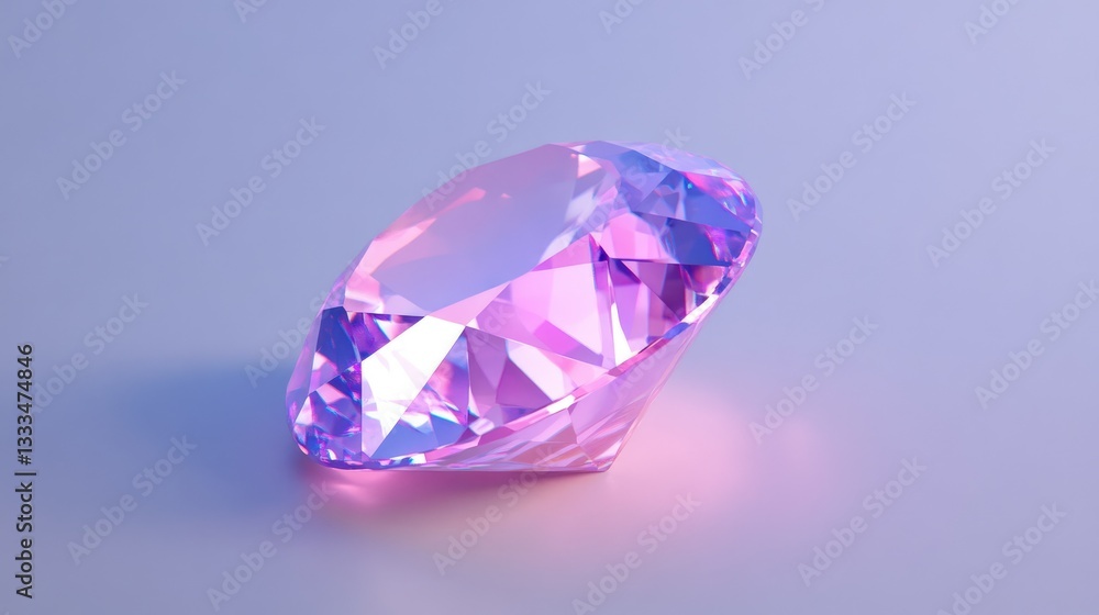 A rare pinkish-purple taaffeite gemstone, expertly faceted and glowing against a gradient gray backdrop. A rare pinkish-purple taaffeite gemstone, expertly faceted and glowing against a gradient gray backdrop.