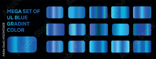 Set of Blue gradient collection.  metallic festive gold vector colors. For banners, tags, fonts,  party flyers, invitation card design