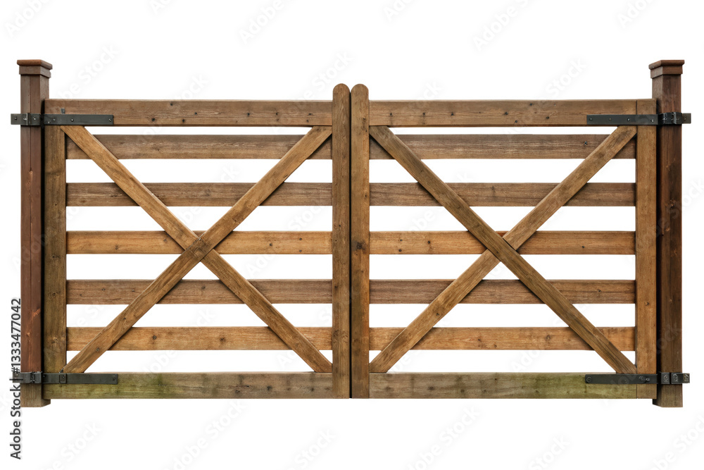 Obraz premium Wooden double gate isolated with transparent background
