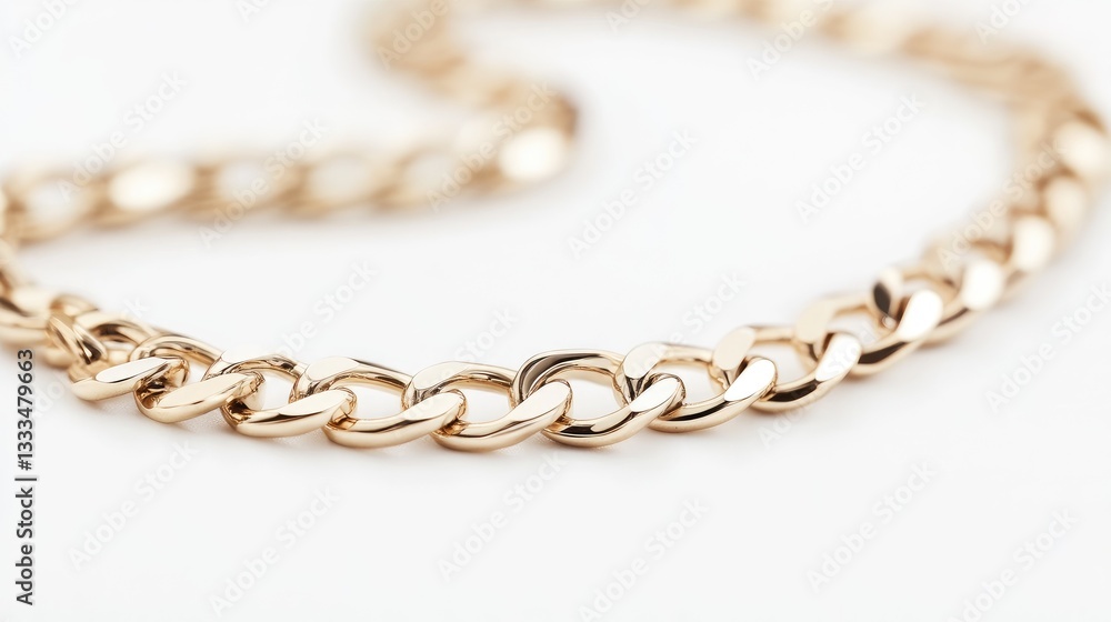 Timeless gold chain necklace with a polished finish displayed on a white background. Timeless gold chain necklace with a polished finish displayed on a white background.