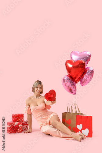 Beautiful woman with gifts ...