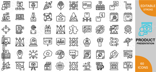Product Presentation, Tips, Templates & Best Practices for Success icon pack | Detailed Outline | Editable Stoke 60 icon | Victor illustrator.