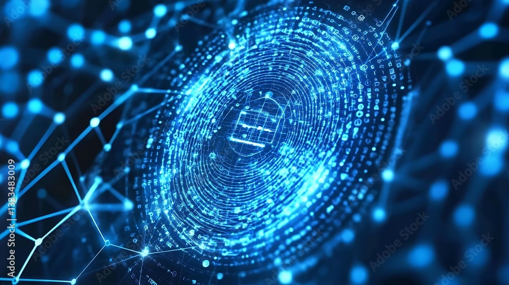 Fingerprint scan with network, data security concept Fingerprint scan with network, data security concept