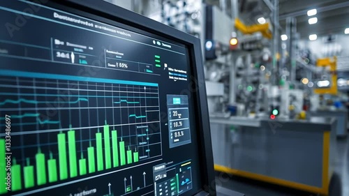 Wallpaper Mural Close-up of a control panel displaying data in a modern factory. Torontodigital.ca