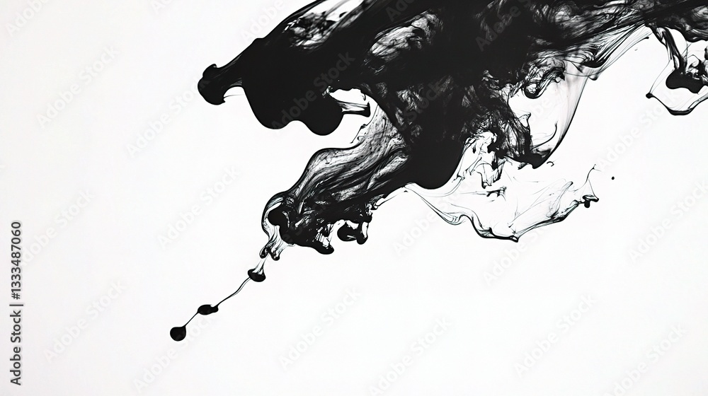 Obraz premium Bold Monochrome Ink Dance Showcasing Fluid Black Patterns and Shapes