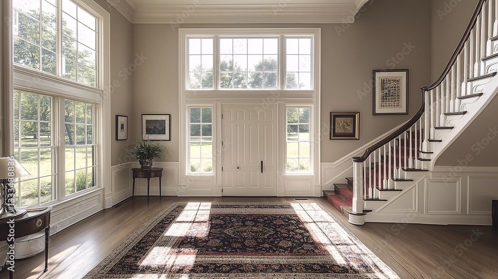 Fototapeta premium Elegant Foyer with Natural Light and Classic Decor