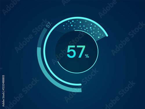 Electric Vehicle battery charging Status Dashboard Interface with Battery Percentage in futuristic technology circles Round loading bar vector design concept. Battery charging dashboard for ui, ev car