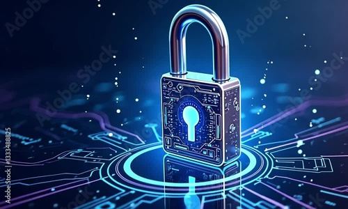 Wallpaper Mural Advanced Cybersecurity Protection with Digital Lock and Network Security Torontodigital.ca